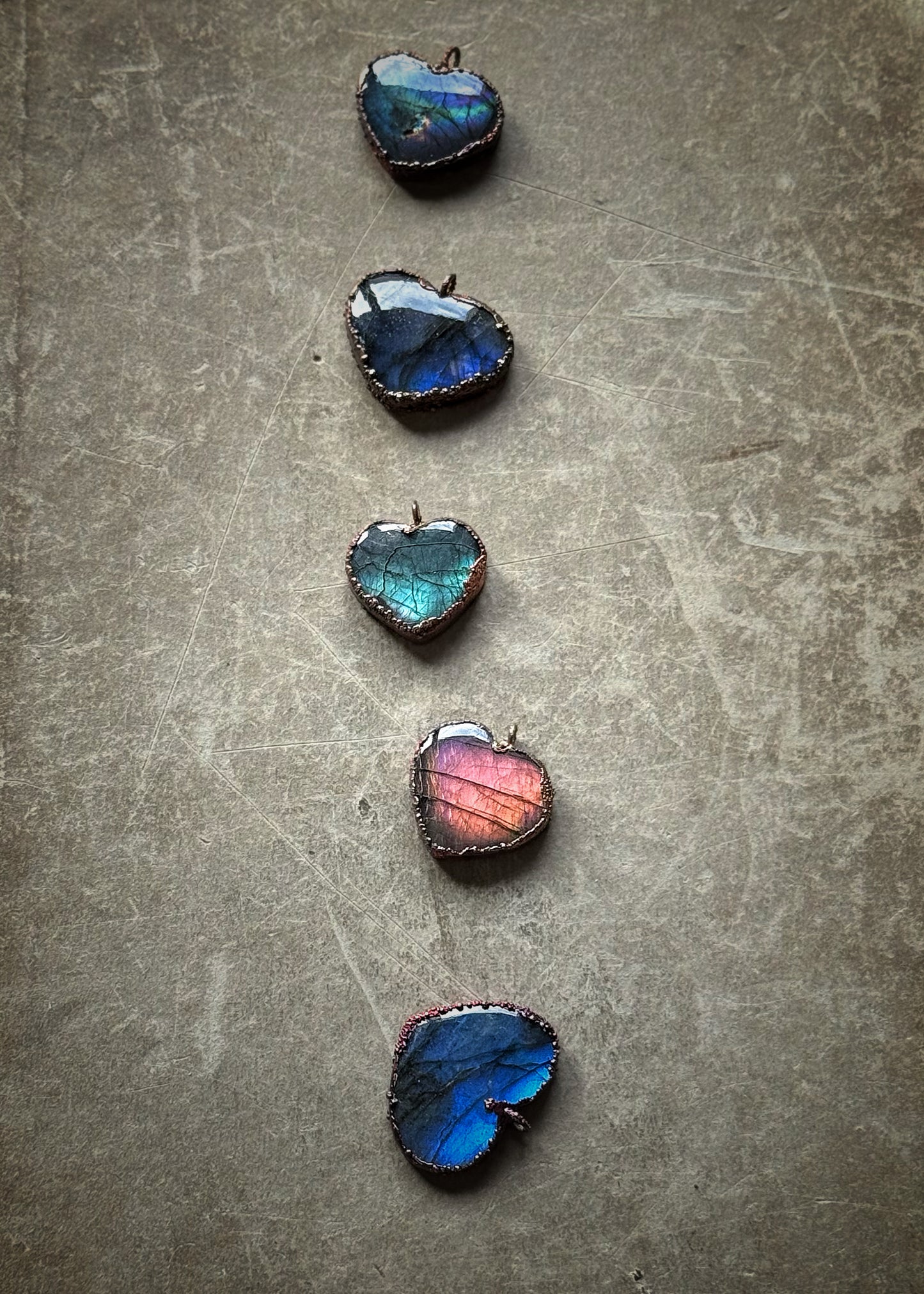 Copper labradorite heart necklace - Handmade pendant with custom chain