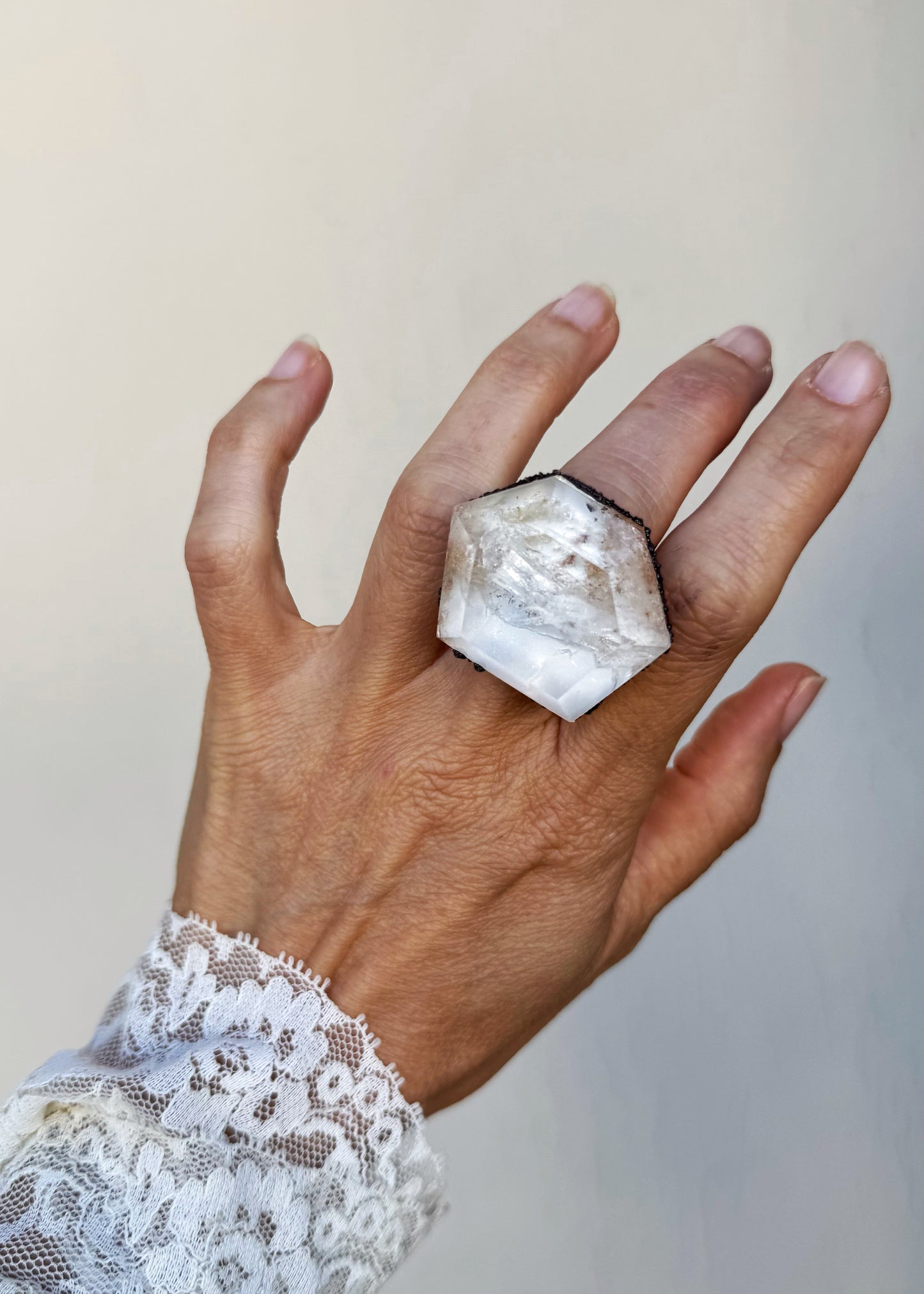 Copper Ring with Lodolite Quartz — Size 7 US