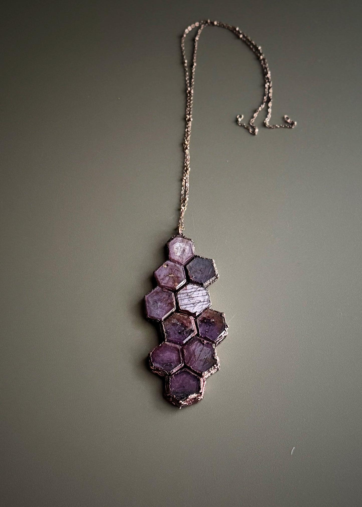 Copper and Ruby Root Pendant Necklace – Unique Handcrafted Piece