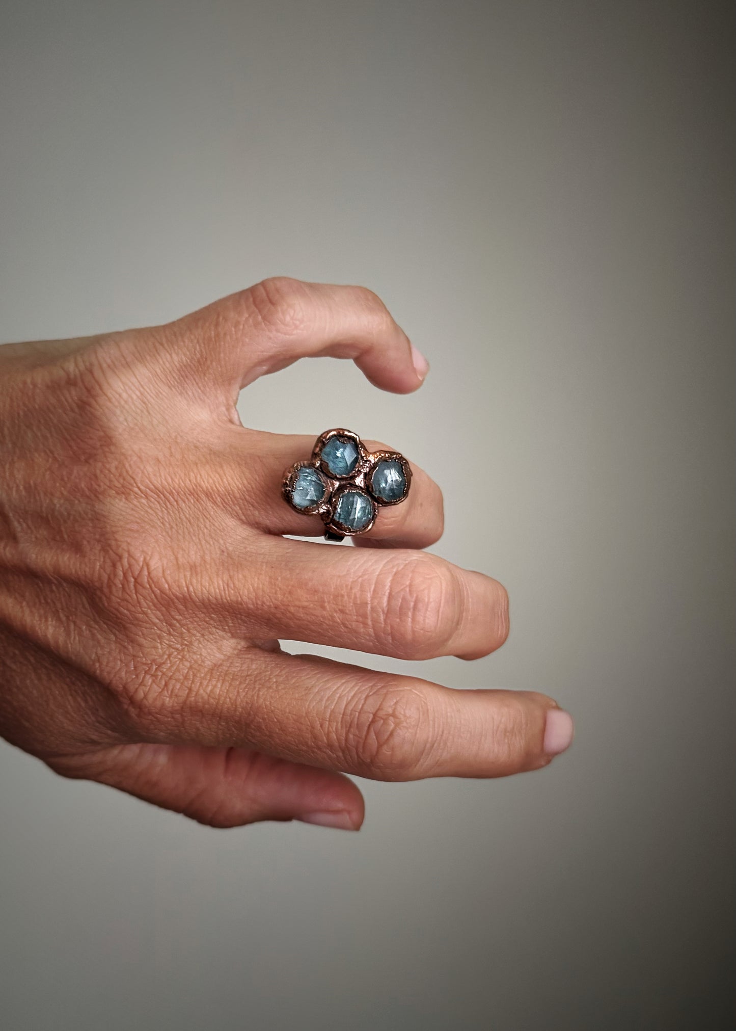 Ring with multiple blue Kyanite stones. Size 6