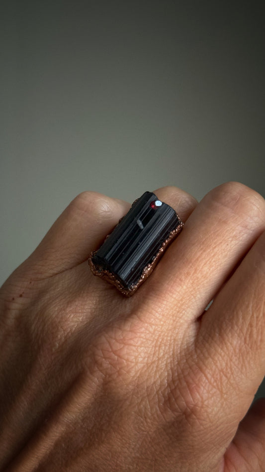 Anello con Tormalina e Granato mis.5