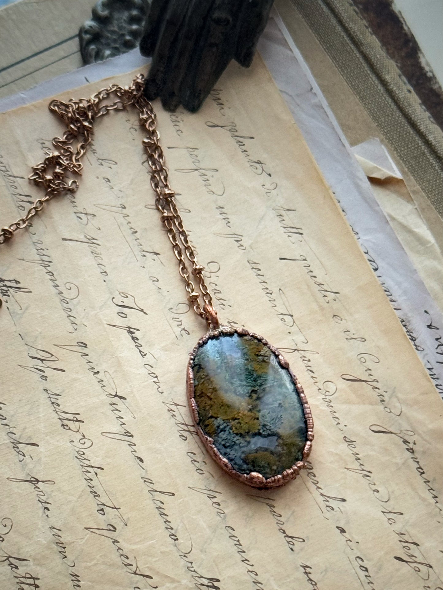Oval Pendant with Moss Agate