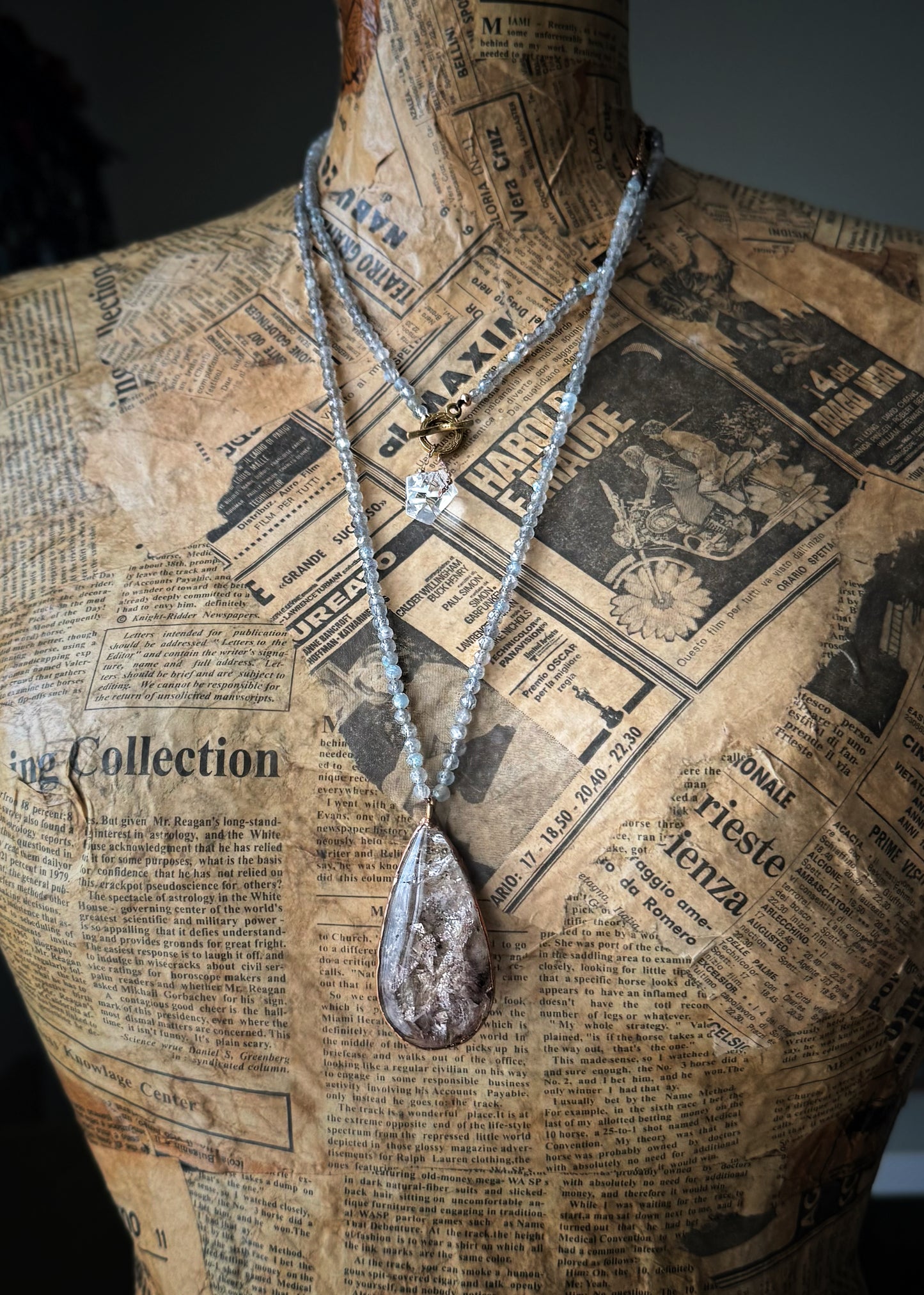 Long Lodolite and Labradorite Necklace - Unique Handcrafted Jewelry