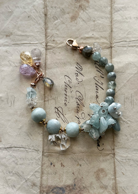 Bracciale con Acquamarina e quarzi - Modello 25