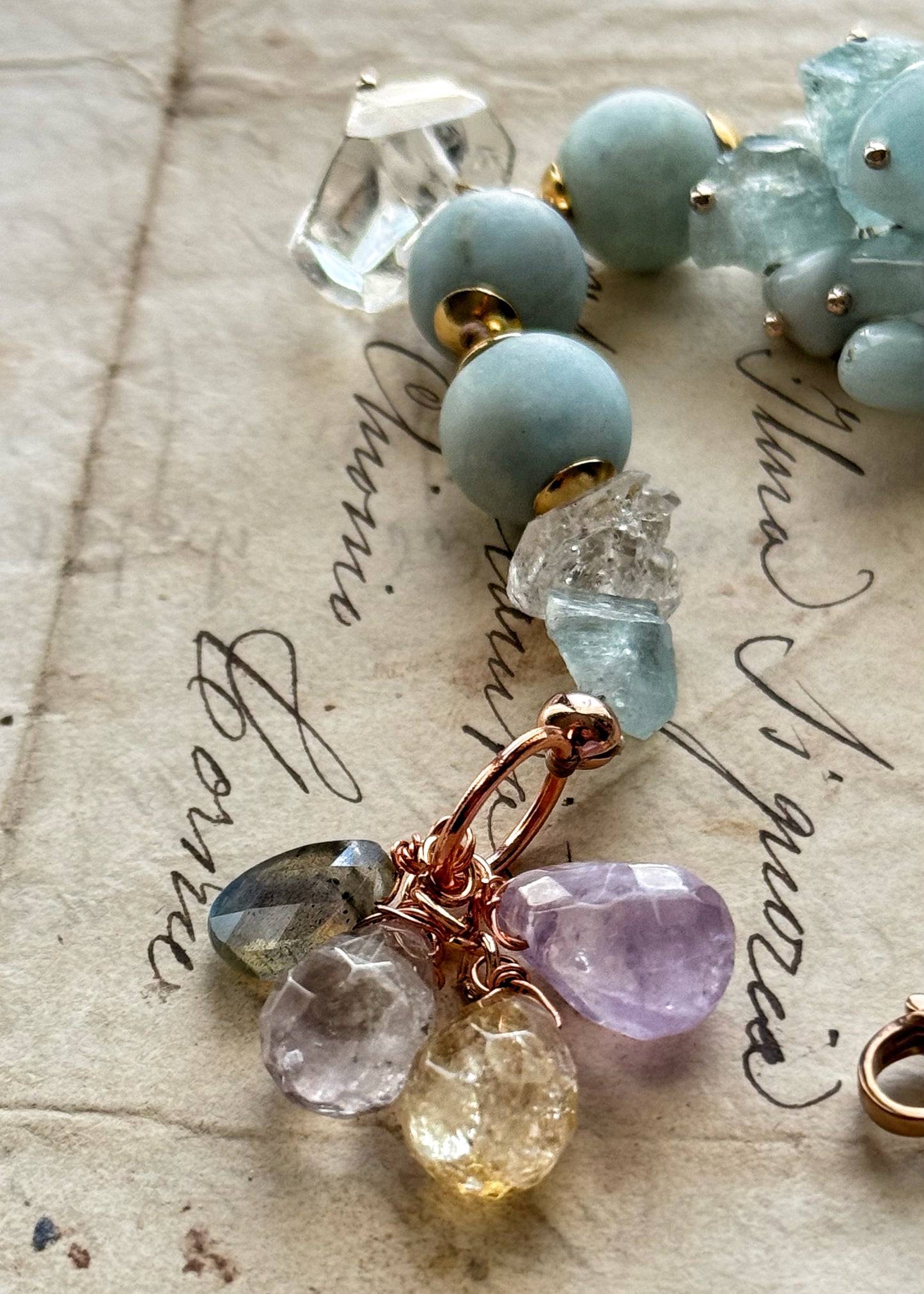 Aquamarine and quartz bracelet - Model 25