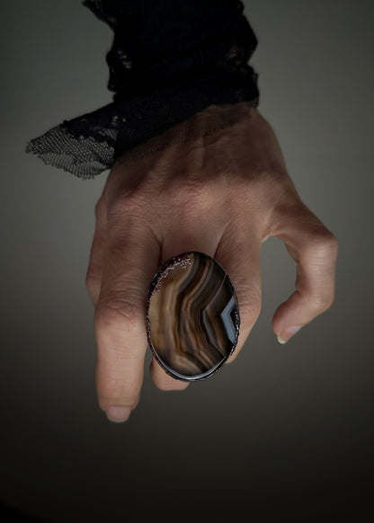 Copper ring with Botswana agate, size 10