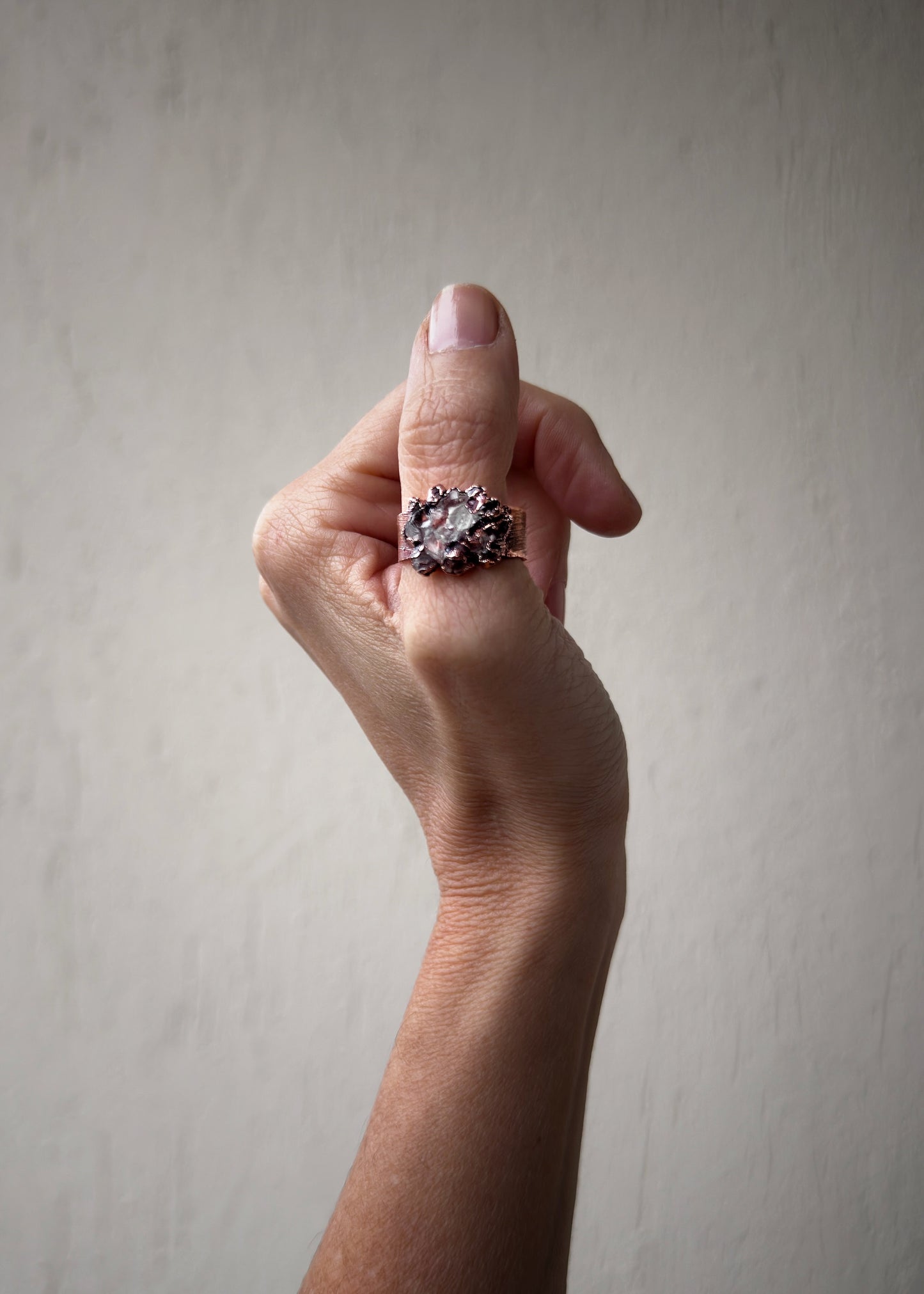 Herkimer Diamond Flower Ring in Copper size 10