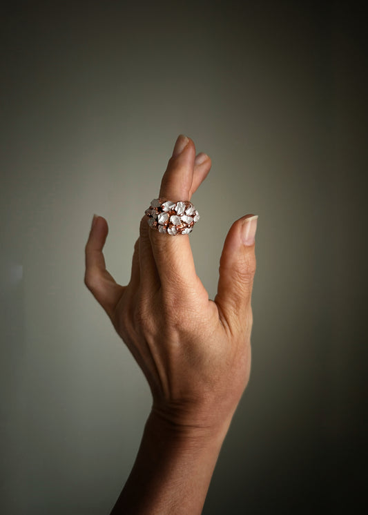 Herkimer Copper Band Ring - Raw Quartz - Various Sizes