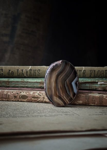 Copper ring with Botswana agate, size 10