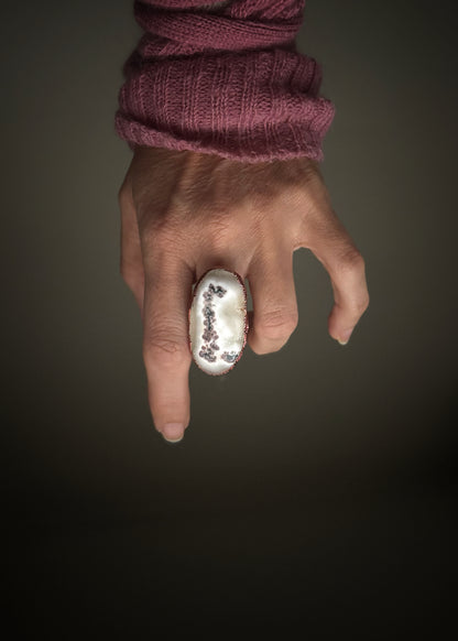 Copper ring with natural solar quartz size 8