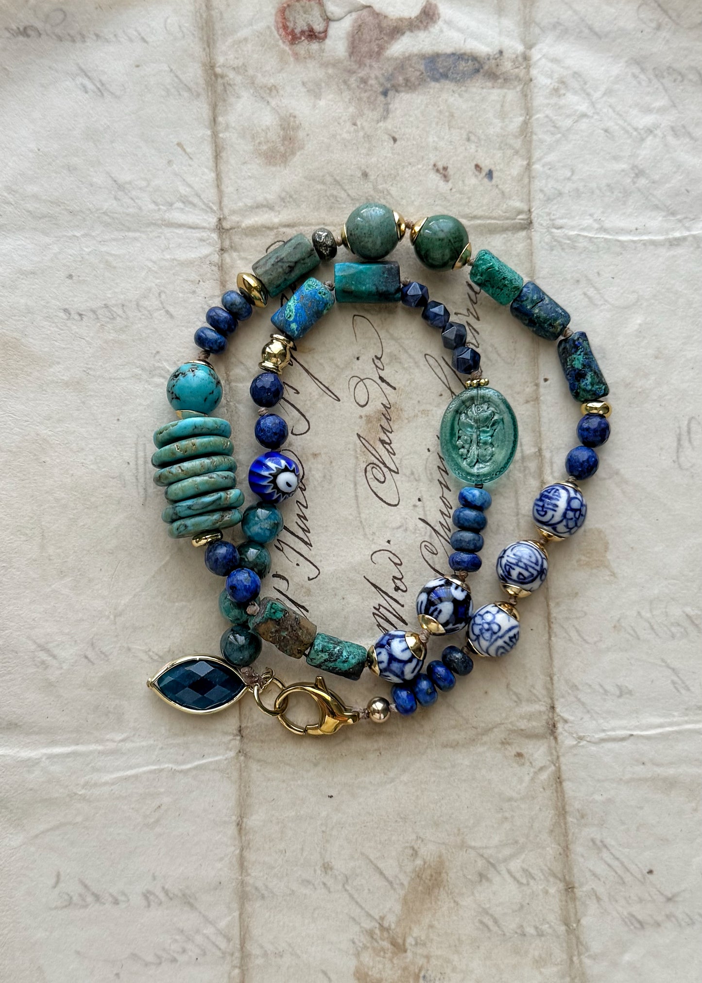 Lapis Lazuli and Natural Stone Bracelet Necklace – Model 20