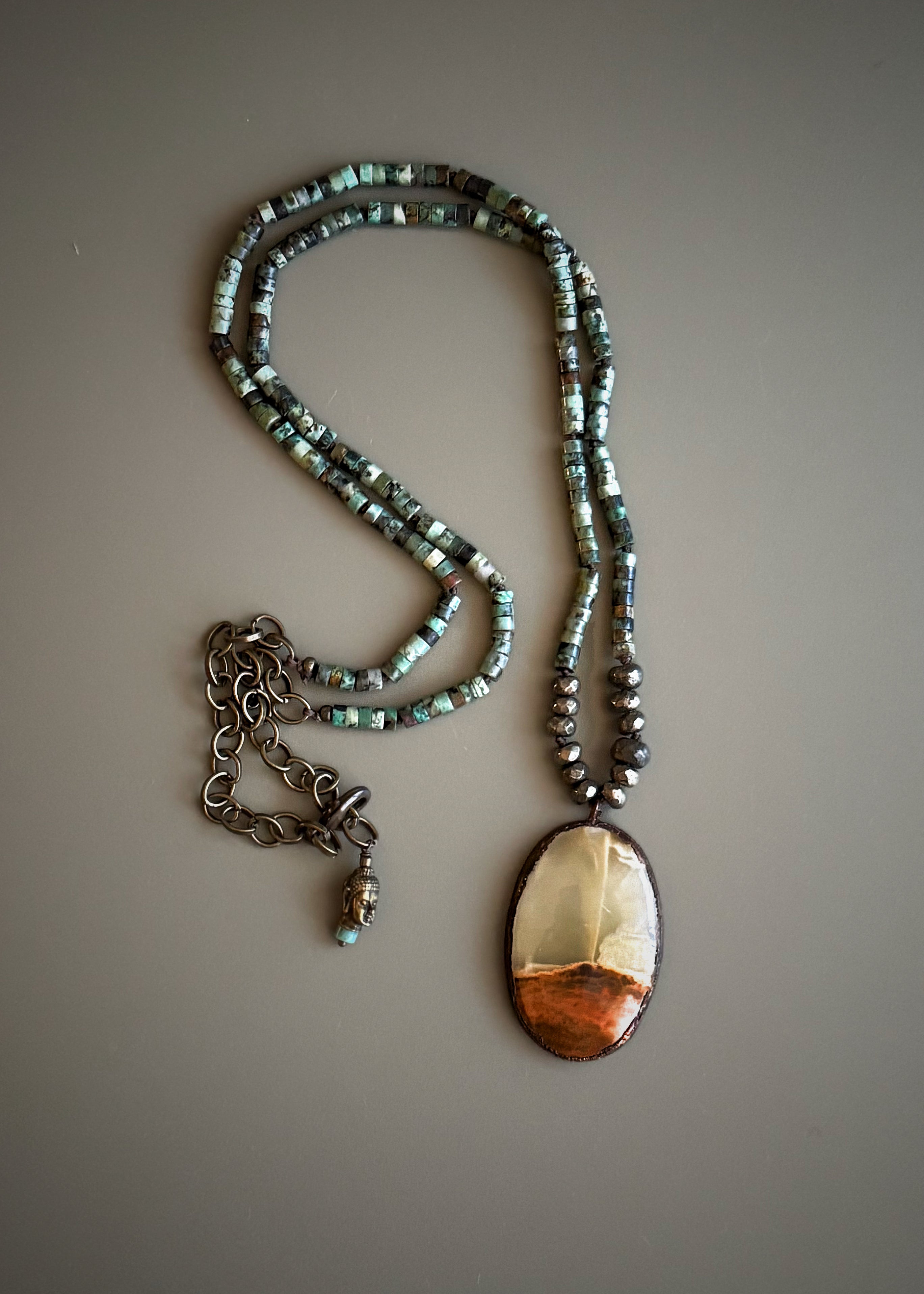 Long African Turquoise Calcite Necklace | 82cm Double – Ebbijoux
