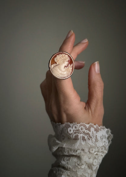 Antique Copper Cameo Ring - Sizes 7-8-9