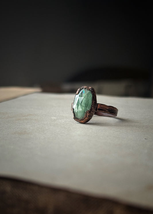 Anello in Rame con Kyanite verde – Mis. 9 US | Ø 19 mm