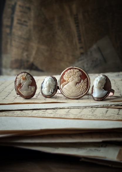 Antique Copper Cameo Ring - Sizes 7-8-9