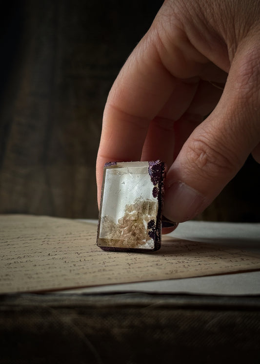 Anello in Rame con Quarzo Lodolite — Misura 8 US