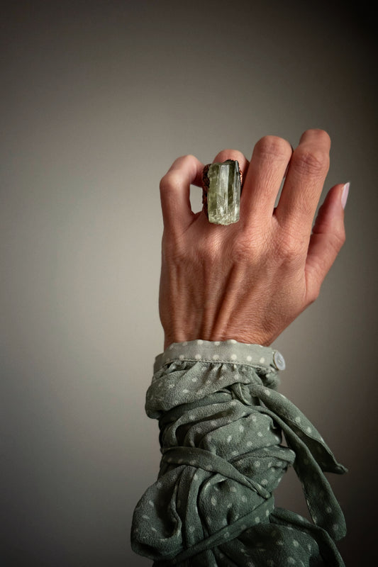 Ring with green Kunzite size 6