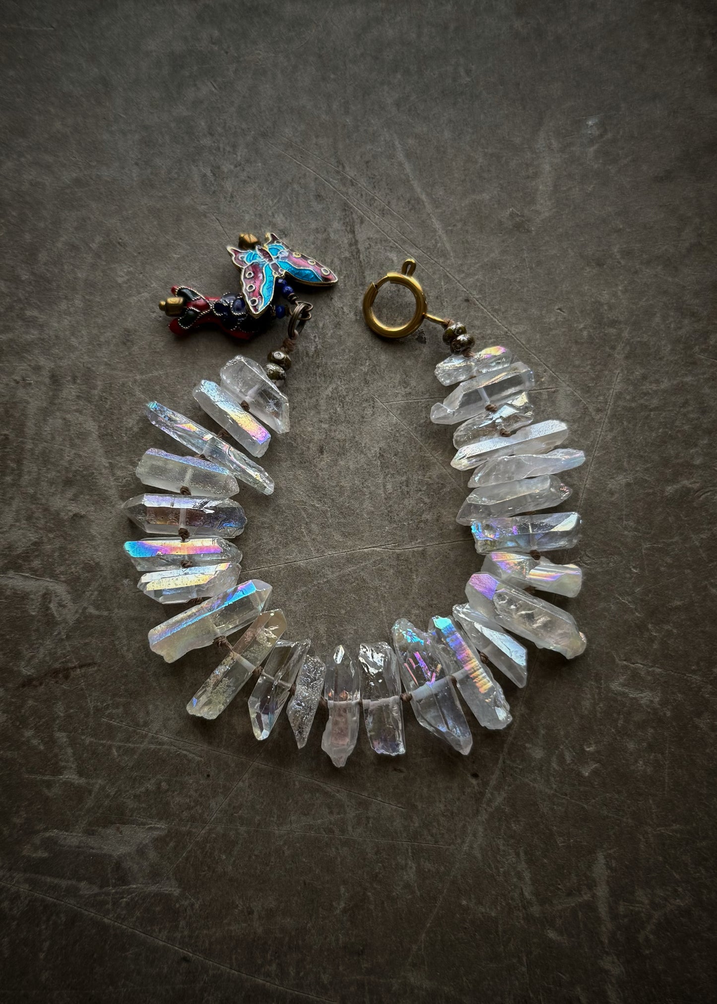 Aura Quartz Bracelet with Cloisonné Charm – Mod.28