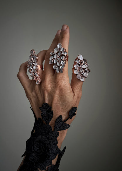 Anello artigianale in rame con Quarzo Herkimer naturale – Ebbijoux
