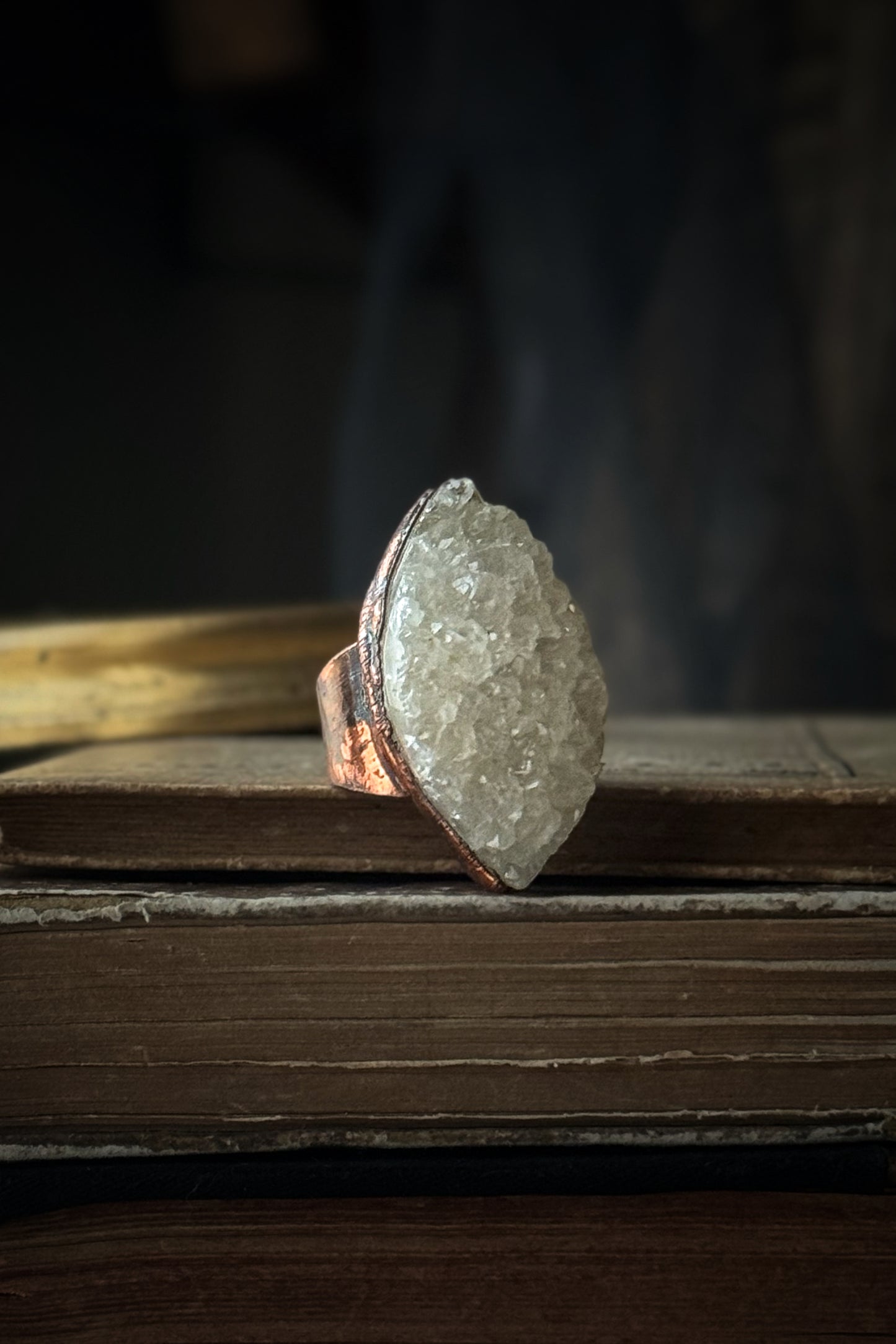 Quartz Druzy Ring Size 6 US