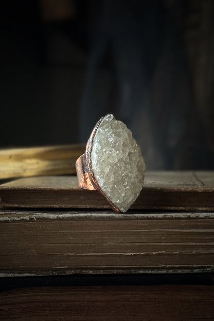 Quartz Druzy Ring Size 6 US