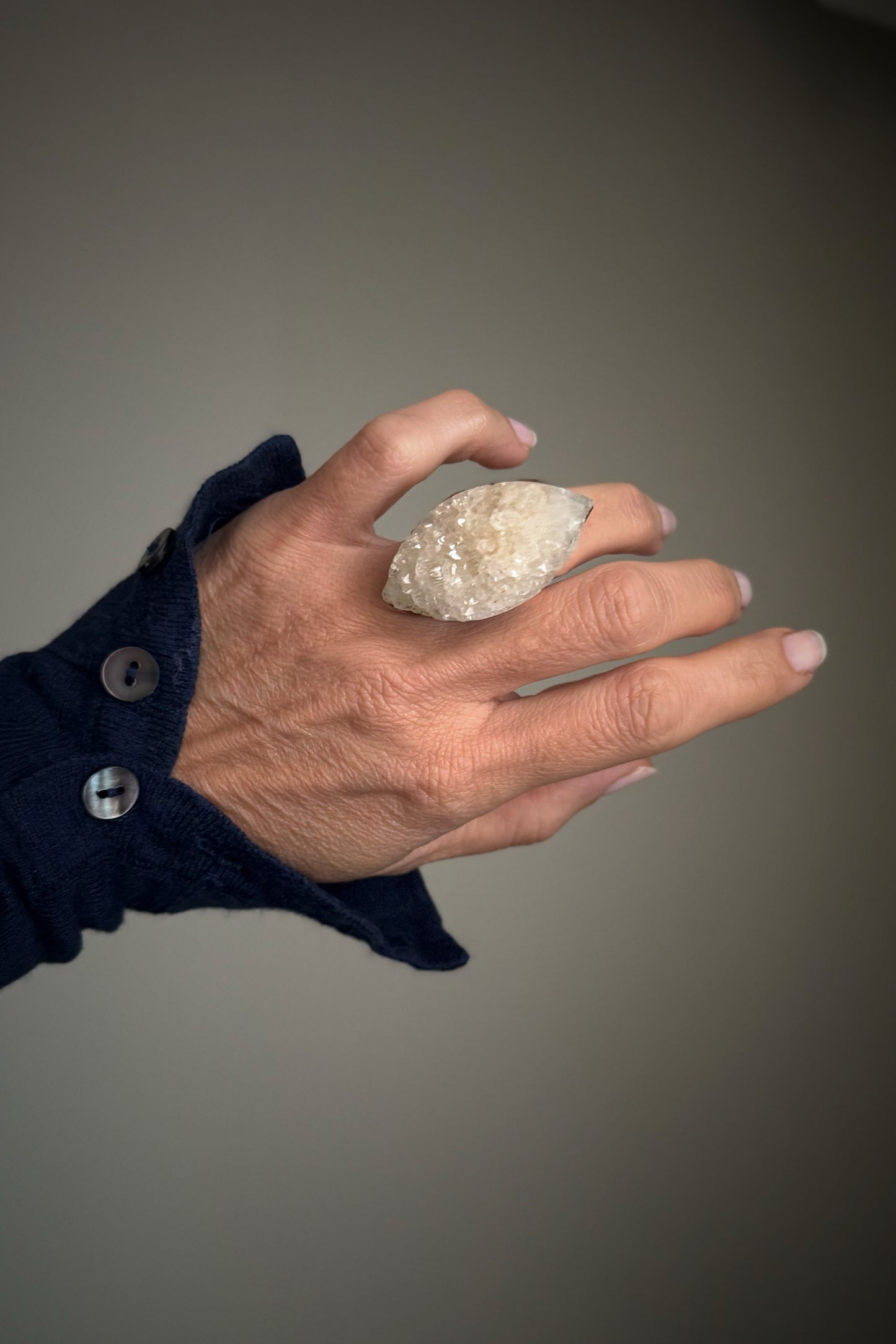 Quartz Druzy Ring Size 6 US