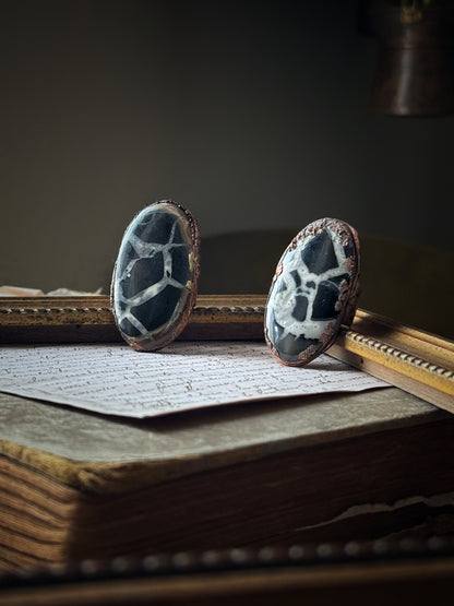 Anelli con Septaria Fossile naturale, misura 6 e 8 US – Ebbijoux
