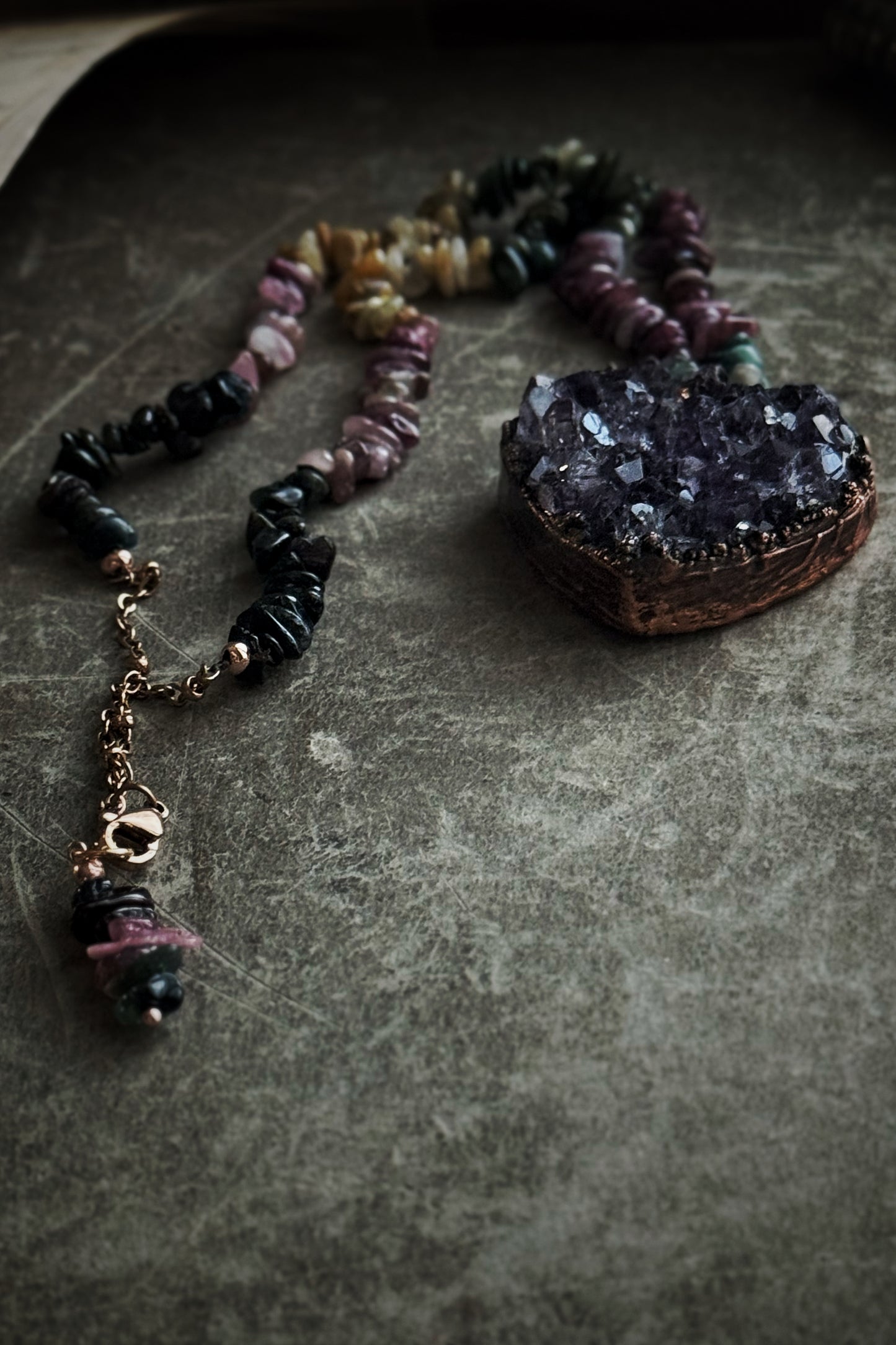 Collana con Tormalina e cuore in ametista