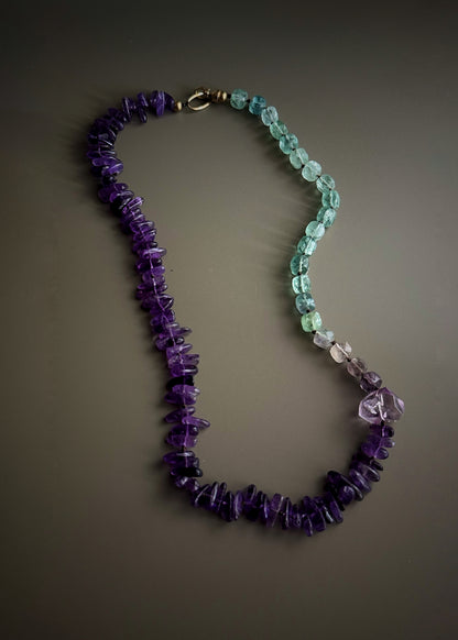 Collana Asimmetrica con Ametista e Fluorite – Mod.20 | Ebbijoux