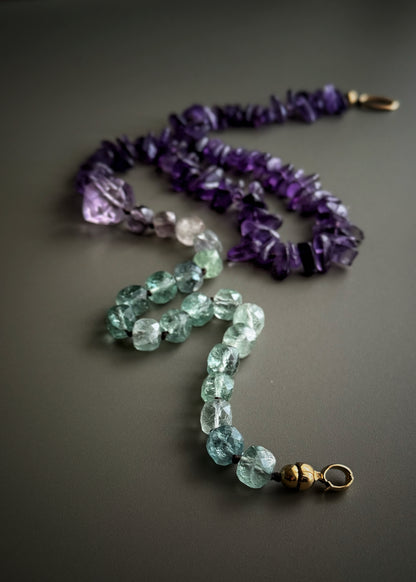 Collana Asimmetrica con Ametista e Fluorite – Mod.20 | Ebbijoux