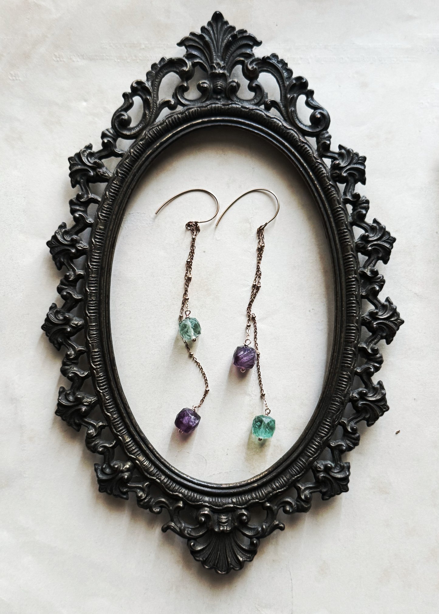Orecchini Modulabili con Fluorite Verde e Viola | Ebbijoux