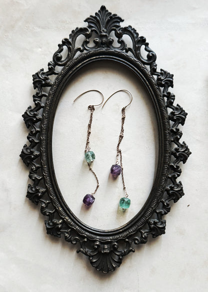 Orecchini Modulabili con Fluorite Verde e Viola | Ebbijoux