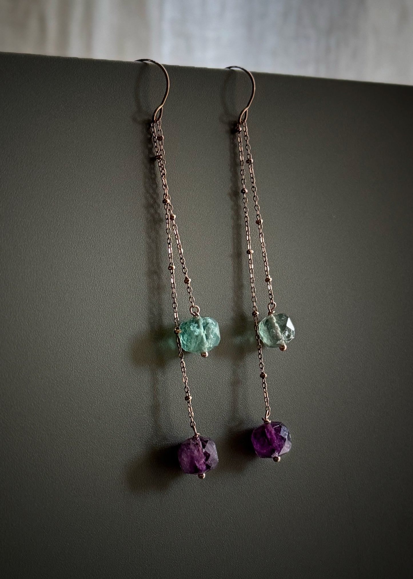 Orecchini Modulabili con Fluorite Verde e Viola | Ebbijoux