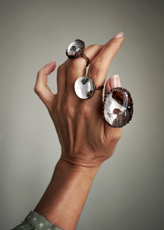Anelli in Rame con Quarzo Lodolite — Misura 6-8-9 US