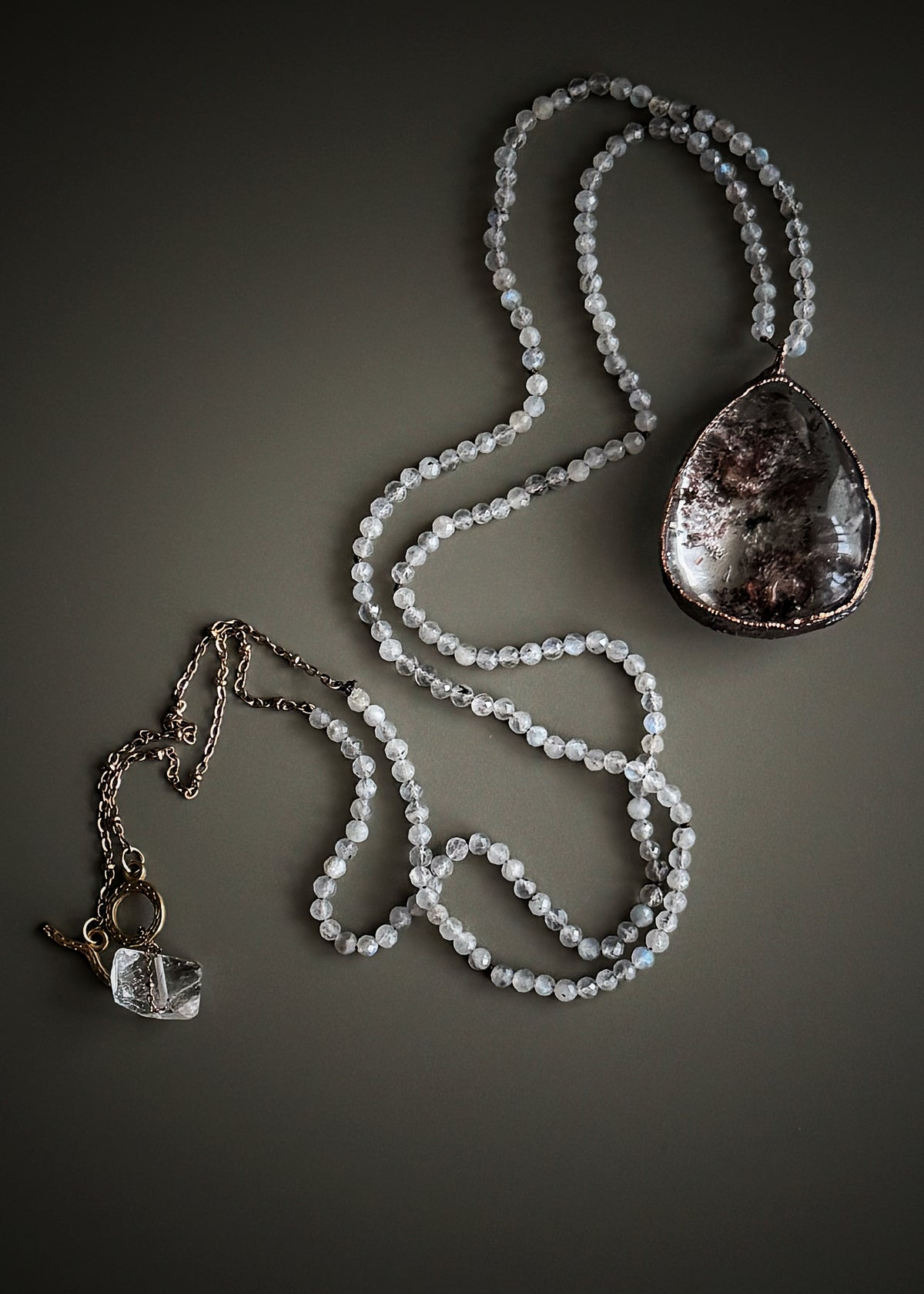 Long Lodolite and Labradorite Necklace - Mod.23