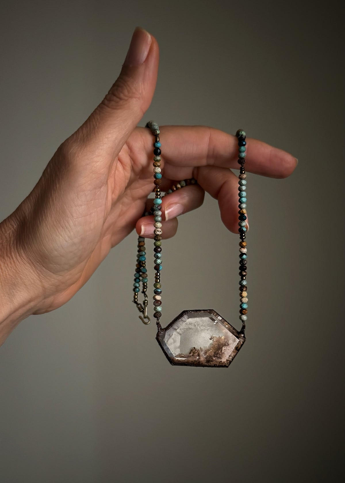 Collana con Lodolite e turchese Arizon