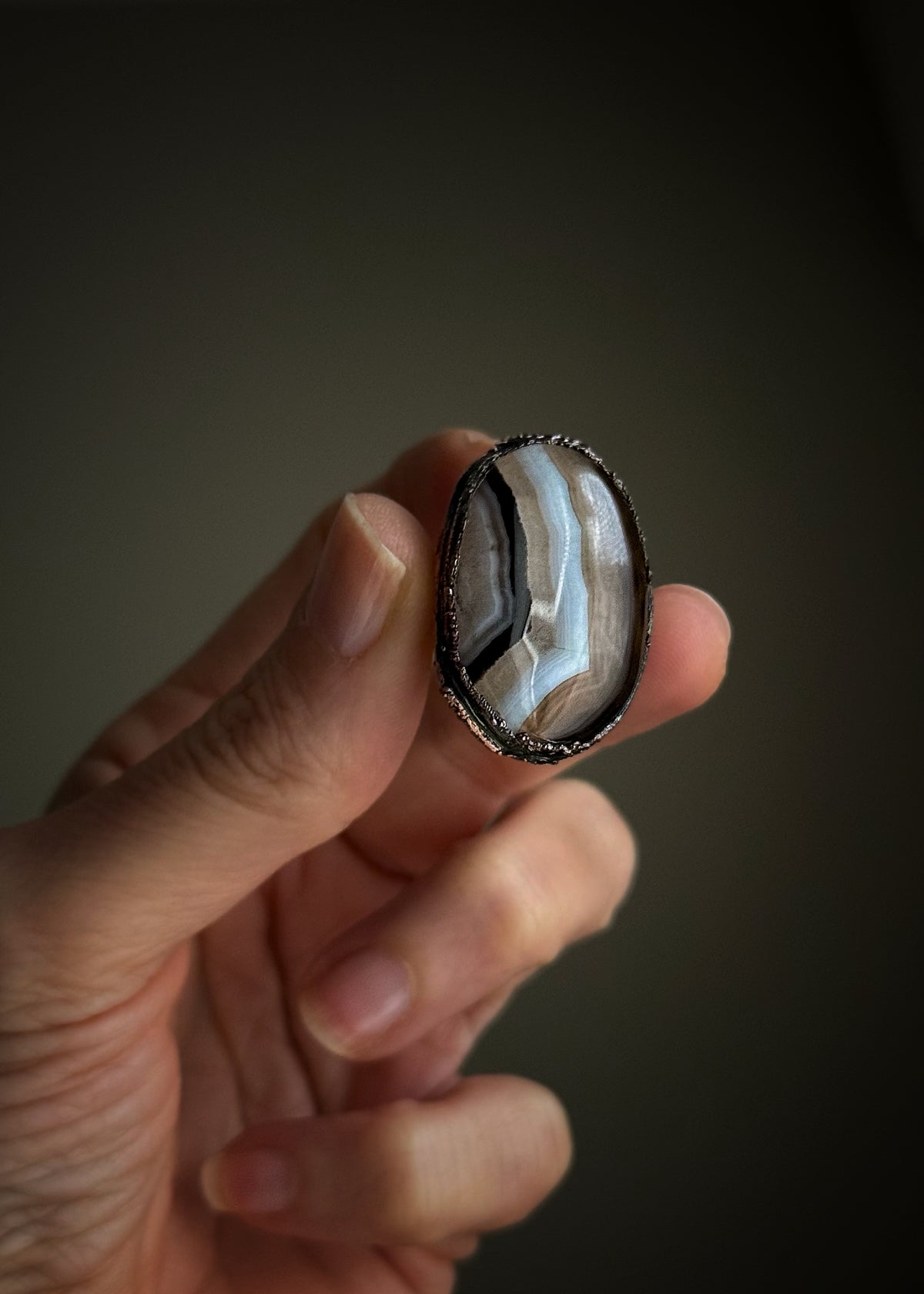 Anello in rame con agata del Botswana | US 8