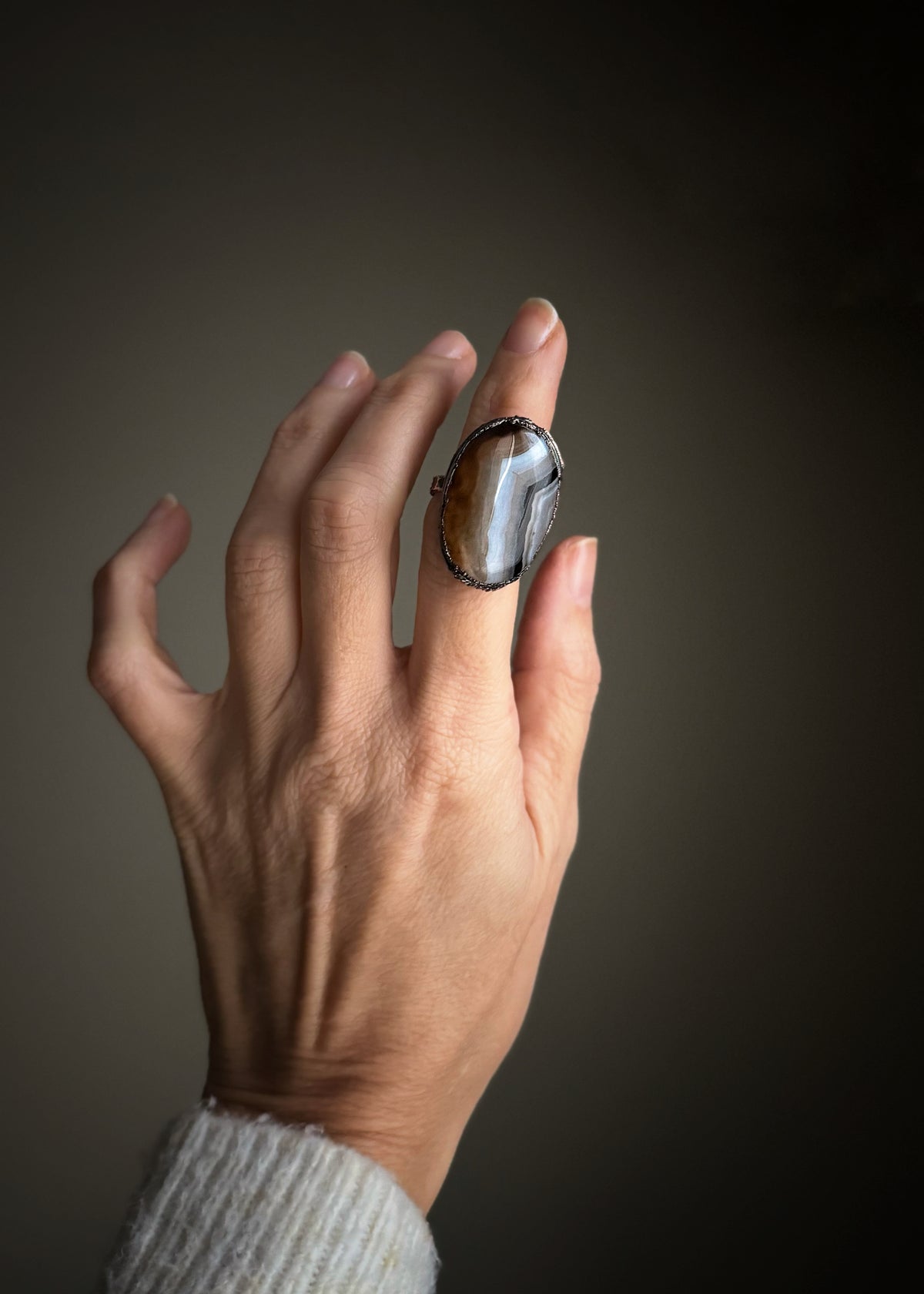 Anello in rame con agata del Botswana | US 8