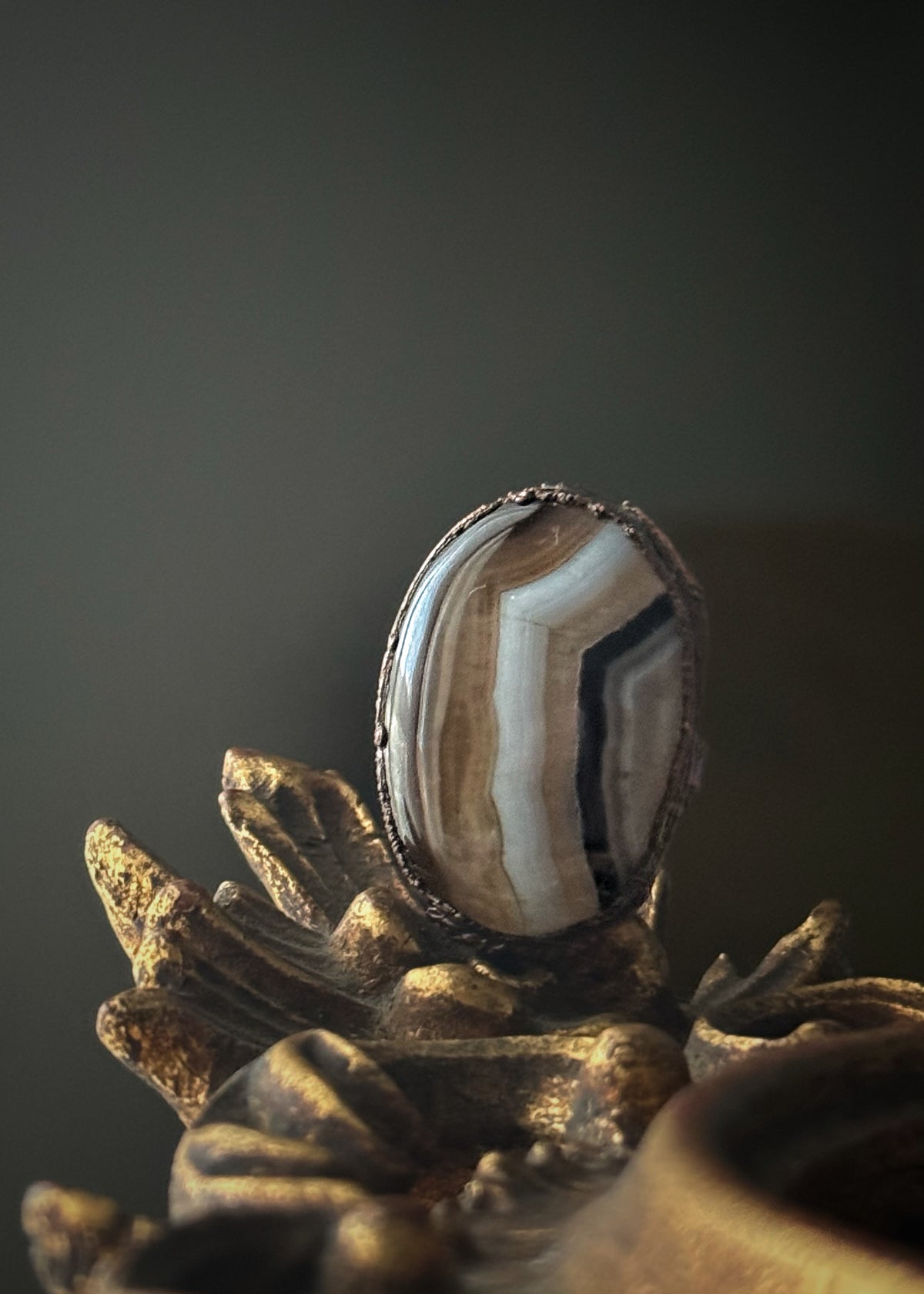 Anello in rame con agata del Botswana | US 8