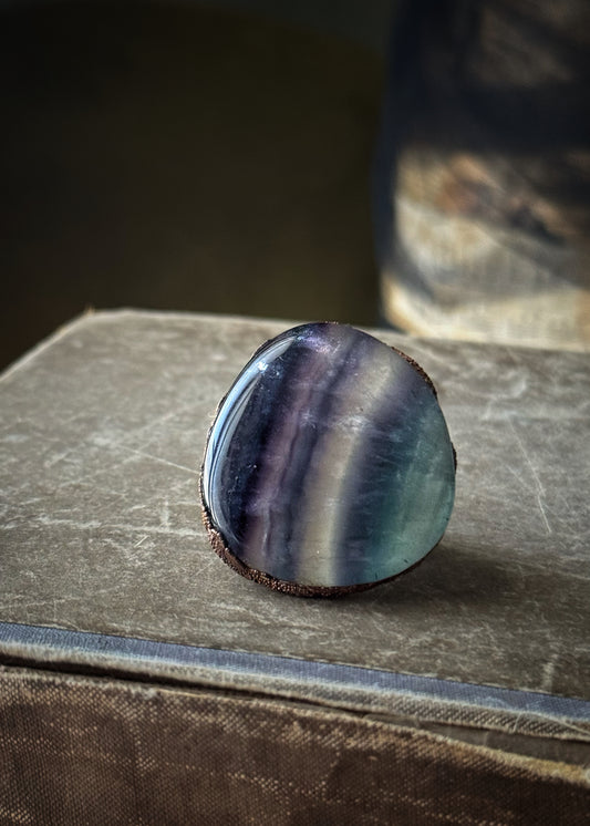 Large Fluorite Statement Ring -  size 6US 