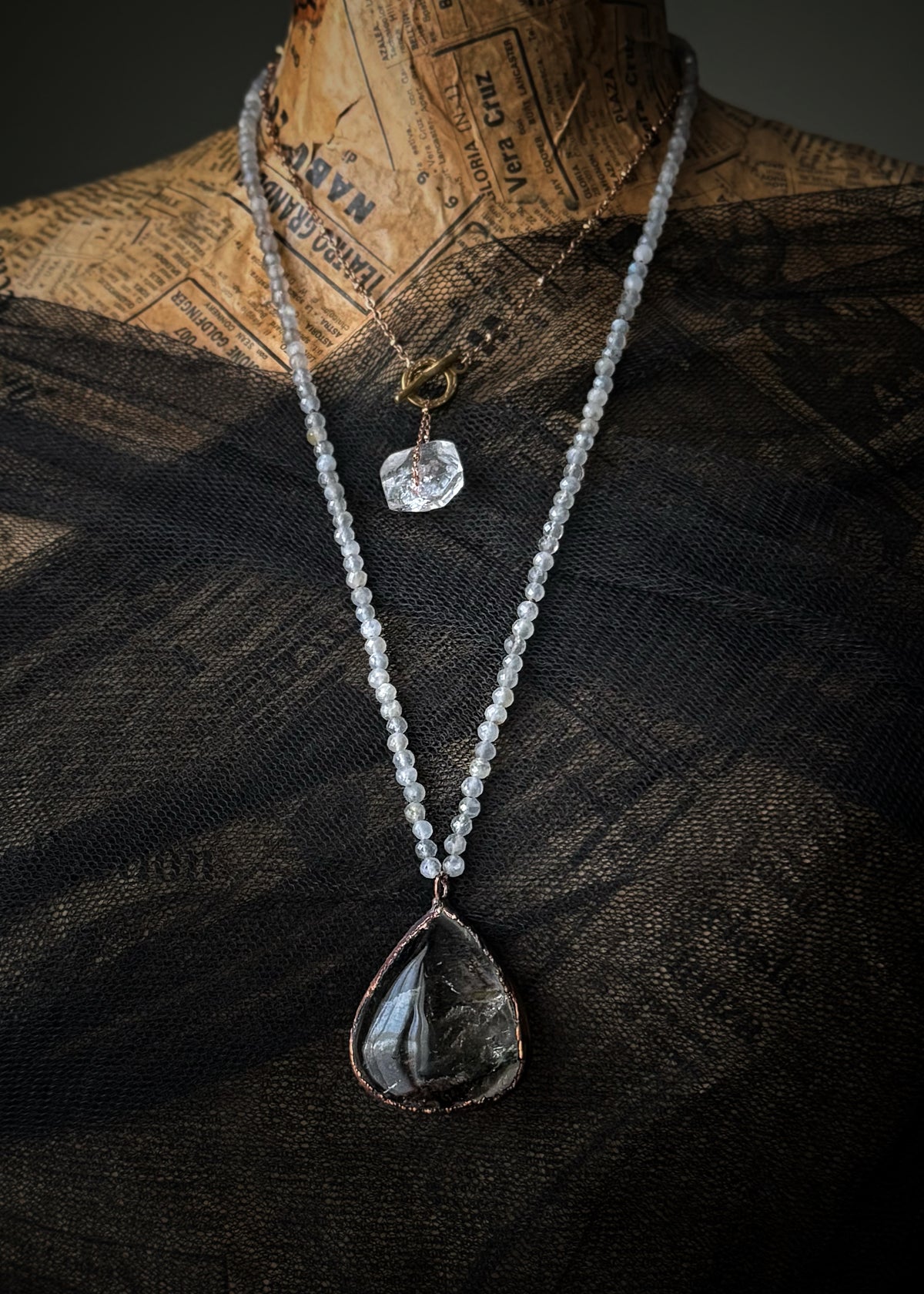 Collana Lunga Lodolite e Labradorite - Gioiello Artigianale - Mod.23