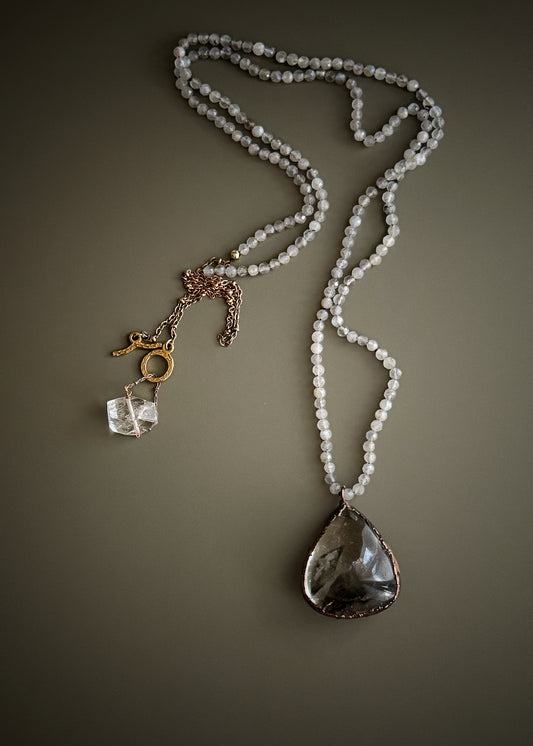 Collana Lunga Lodolite e Labradorite - Gioiello Artigianale - Mod.23