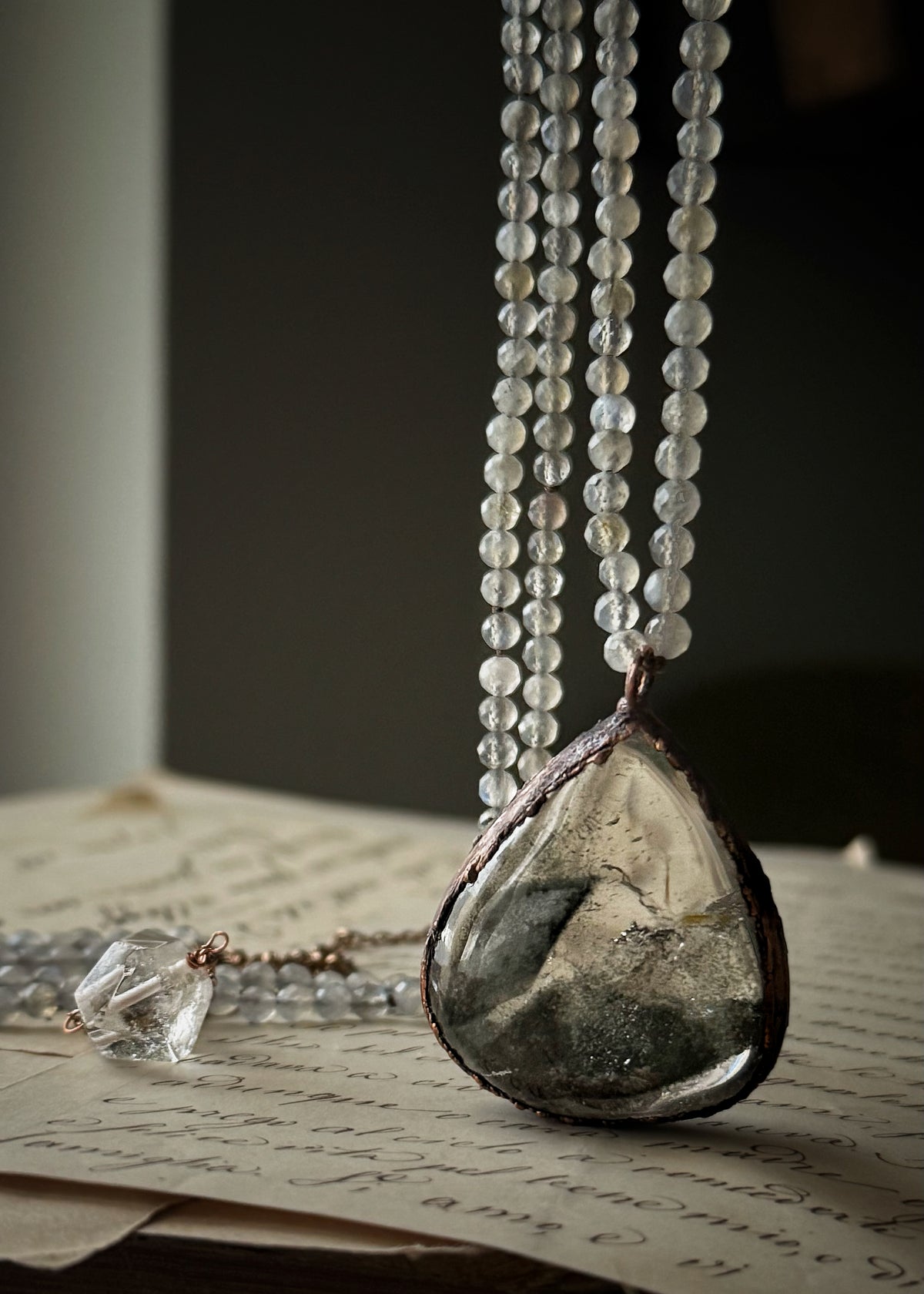 Collana Lunga Lodolite e Labradorite - Gioiello Artigianale - Mod.23