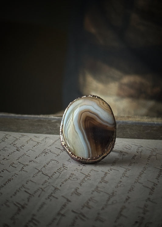Anello in rame con agata del Botswana | US 8