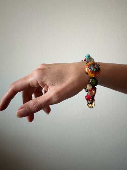 Multicolored Bracelet with Mixed Stones and Charms - Model 01