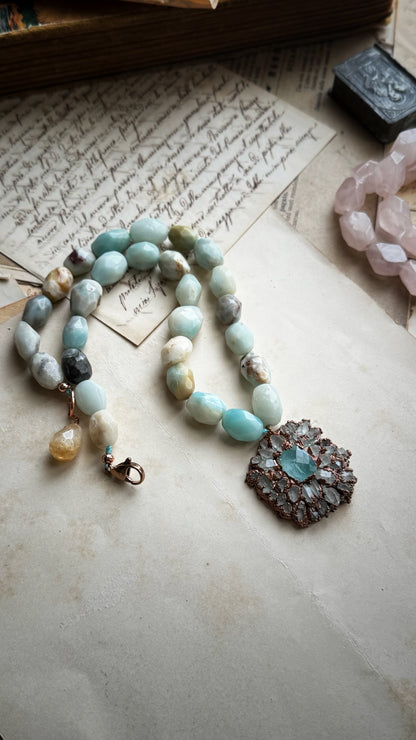 Amazonite necklace with precious pendant