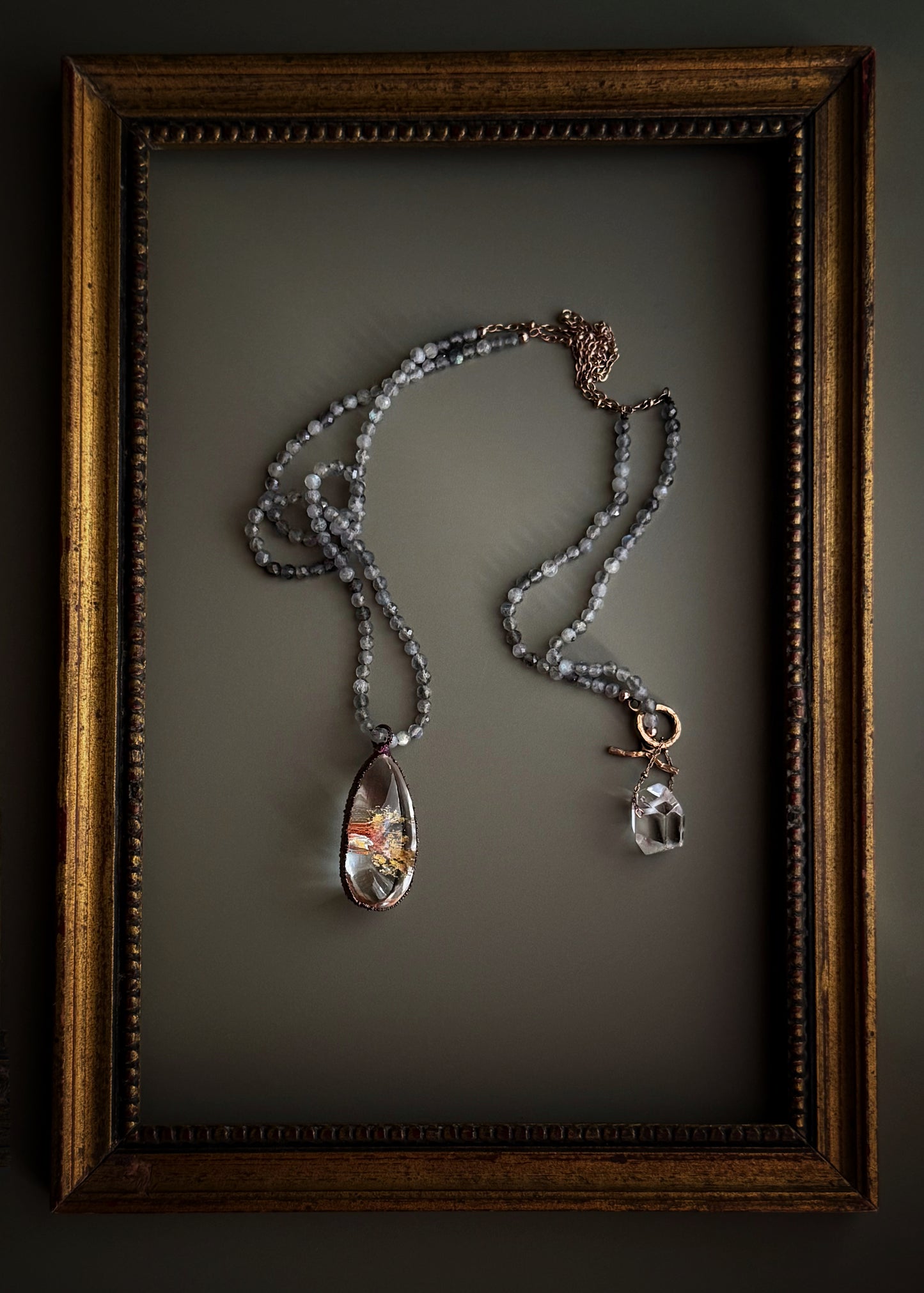 Collana Lunga Lodolite e Labradorite - Gioiello Artigianale unico