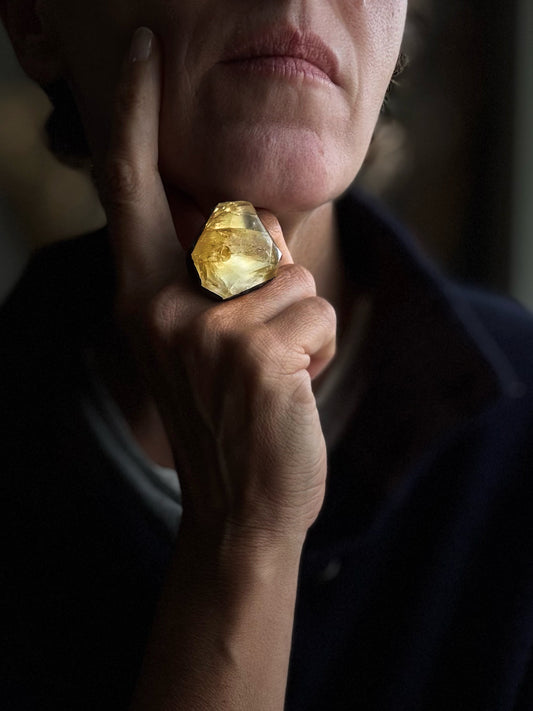 Anello in rame con Citrino mis.7