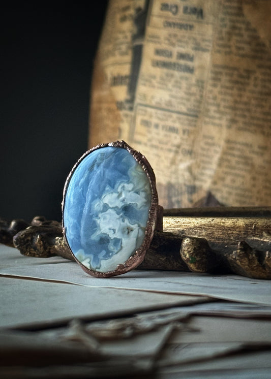 Anello Opale Blu in Rame | Mis. 8 US | Ebbijoux
