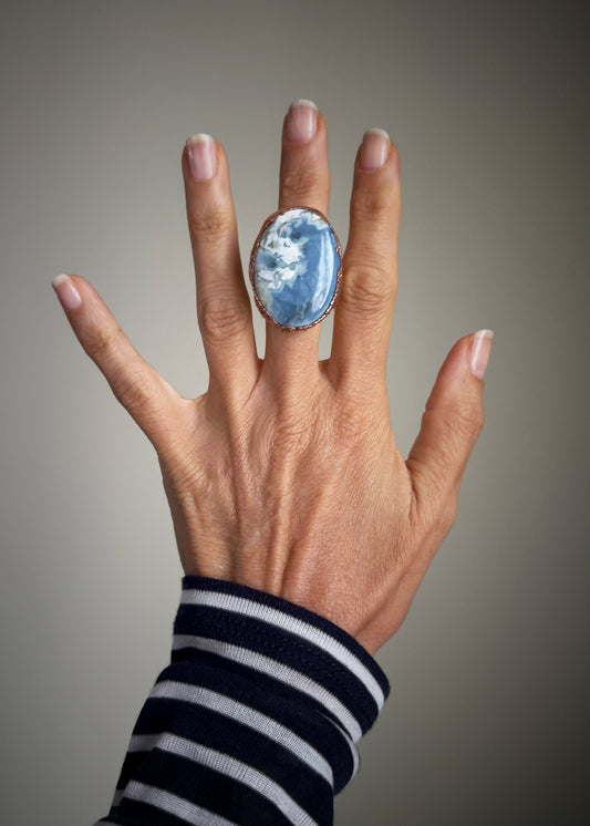 Blue Opal Copper Ring | Size 8 US | Ebbijoux